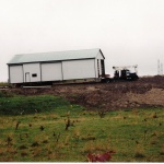 40x 80ft driving shed was moved across farm land onto road down to the Bruce Energy Center approximately moved to Bruce energy center about 2 km