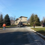 House 30x40ft was relocated 10 blocks away from downtown Kincardine along the river. Land used for a teaching school/office. House being navigated down tight streets. House is taking up more then the road.