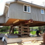 24x24ft and 35x24ft cottage being raised in Sauble Falls to create a walkout basement for more square footage and to be winterized.