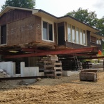 Single ranch bugalow (34x42ft) relocated from one end of Walkerton to the other side because of a housing complex development for seniors. House at new location.